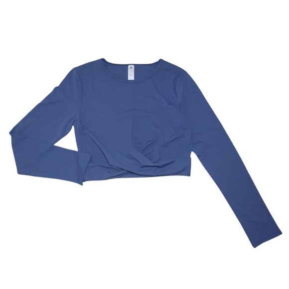 90 Degree By reflex, Blue Long Sleeve Twist Front Crop Top, Size L, NWT. - Picture 4 of 8